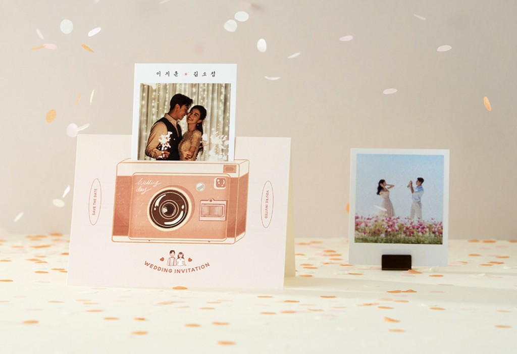 핑크빛, 폴라로이드 청첩장 미리보기 1